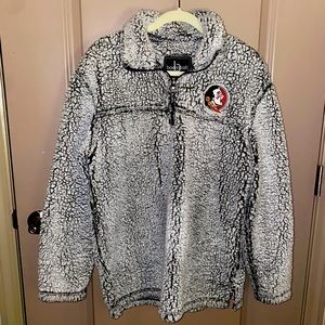 Women's Gray Florida State Seminoles Sherpa Quarter-Zip Pullover Jacket